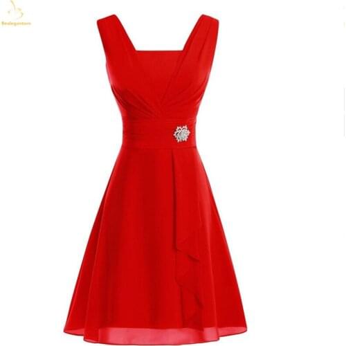 Bealegantom 2019 Simple Short Chiffon Prom Dresses Bead Formal Evening Party Gown Mini Homecoming Dress Vestido De Gala QA1576