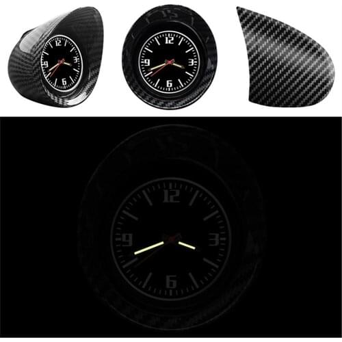Quartz Clock Self-adhesive Automotive Cabon Fiber Watch Night Vision Light Luminous Dashboard Clock Car Decoration Accessories