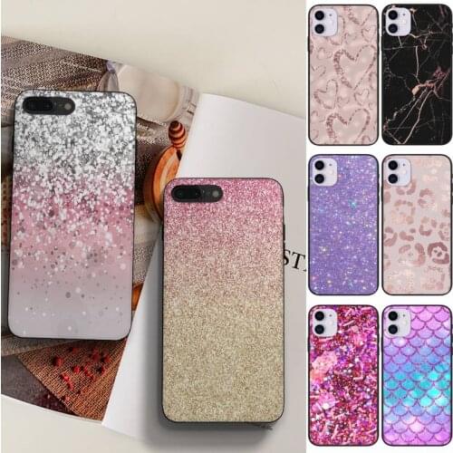 Gold Rose Glitter Pink Love Phone Case Fundas Shell Cover For Iphone 6 6s 7 8 Plus Xr X Xs 11 12 13 Mini Pro Max
