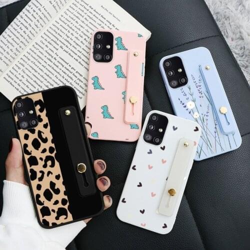 Phone Case For Samsung Galaxy A71 A 71 Dinosaur Capa Fundas For Samsung a71 a 71 Wrist Strap Holder Soft TPU Checkered Case 6.7"