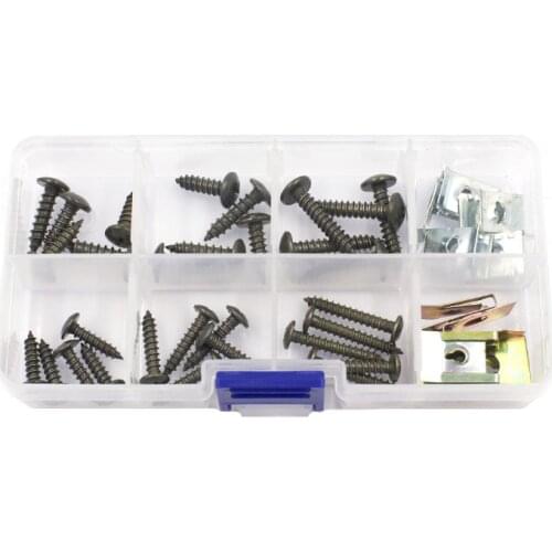 Black Silver Screws 4mm 5mm Car Body Fastener Rivet M4 M5 Cross Self Tapping Screws 3mm U Type Metal Clip