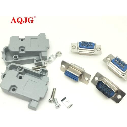 DB15 3Rows Parallel VGA Port HDB9 15 Pin D Sub Male Female Solder Connector Plastic Shell Cover