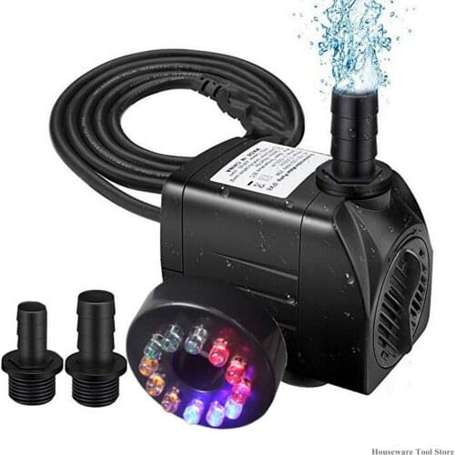 LH-155 800L/H Electric Water Fountain Pump Submersible Pump with 12 LED Light Pond Garden Pool Aquarium Fountain Pump Watering
