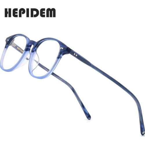 HEPIDEM Acetate Eyeglasses Frame Men 2020 New Nerd Myopia Optical Glasses Clear Prescription Square Spectacle Women Eyewear 9128
