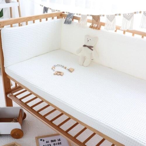 240CM Cotton Waffle Crib Surrounding Baby Bed Semi-Enclosure Block Bumper 1PCS Babys Anti-Collision Wall Block Side Soft Bag