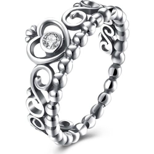 Classic Vintage Women Crown Rings 925 Sterling Silver Rhinestone 3A+ Zircon CZ Hollowed S925 Rings for Lady Party Finger Wear