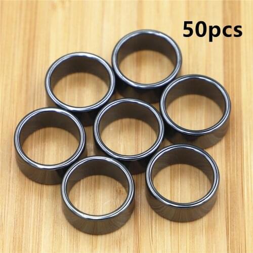 Wholesale 50pcs Hematite 6mm Ladies Ring Men Jewelry Black High Polish Simple Elegant Female Ring Fashion Party