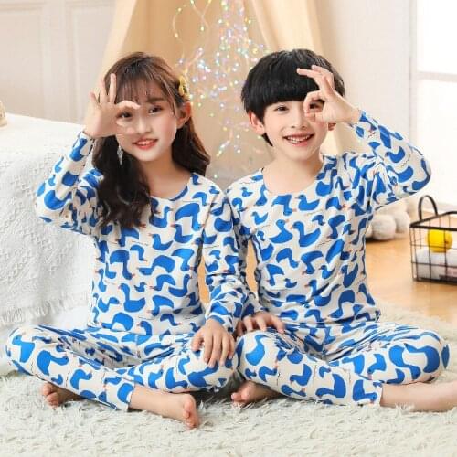 Kids Boy Pajamas Set Children Girl Autumn Cotton Sleepwear Teenager Full Sleeve Top+Pants 2PCS Thermal Underwear Clothes