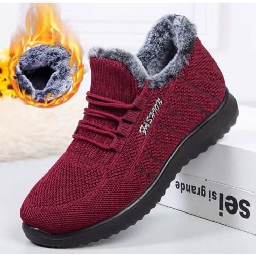 Women Sneakers Winter Fur Plush Ladies Flats Non-slip Zapatos De Mujer Casual Female Vulcanized Shos Lace-up Hot Sale