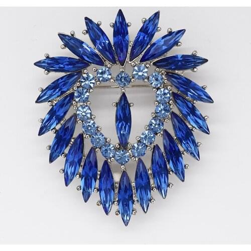 Marquise Blue Rhinestone Heart Pin brooches Pendant C175 B