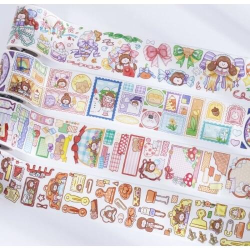 Mengtai 5cm wide Cute girl everyday Masking Washi Tape Decorative Adhesive Tape Decora Diy Scrapbooking Planner Sticker Label