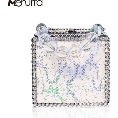 Fashion Box Evening Bag Diamond Laser Clutch Bag Holographic Handbag Banquet Party Purse Womens Shoulder Bag