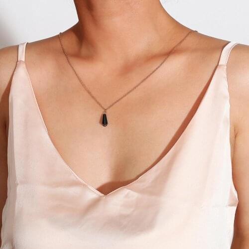 Fashion Women Waterdrop Pendant Beaded Long Back Cable Chain Necklace Jewelry Necklace Water Drop Bohemia Link Chain