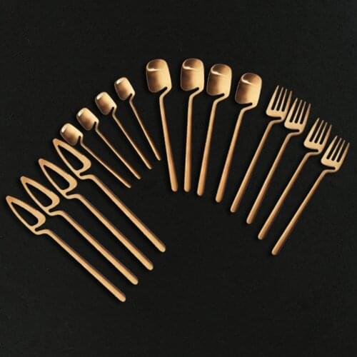 Matte Rose Gold Dinnerware Set 304 Stainless Steel 16Pcs Flatware Knife Fork Spoon Cutlery Set Kitchen Silverware Tableware Set