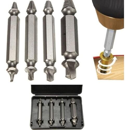 4Pcs Screw Extractor Drill Bits Demolition Drill Bit Set Kit Power Tools Damaged Screw Extractor
