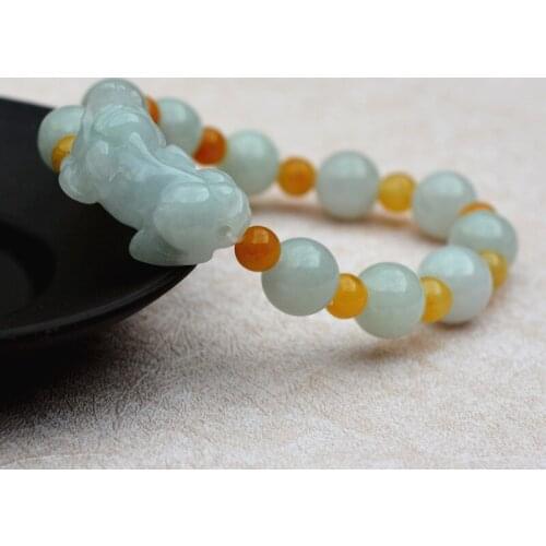 Natural A grade jades Green Bracelet Carved PIXIU Buddha Bead Bracelet Single Lap Bangle For Woman 's fashion Jadeite Jewelry
