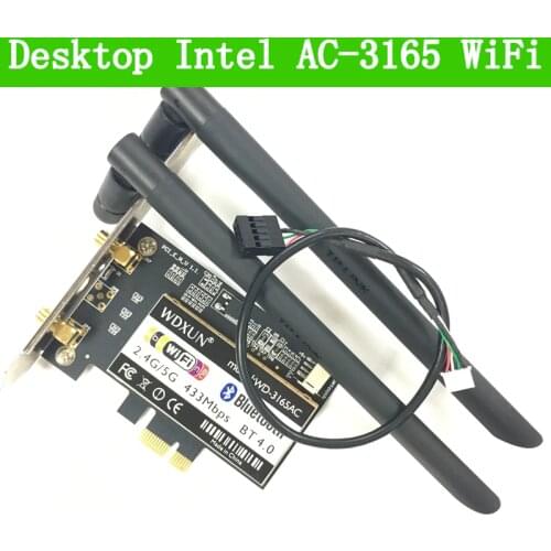 New Intel 3165 2.4G / 5G Dual Band Wireless 3165NGW NGFF 433Mbps Wi-Fi Bluetooth BT 4.0 Ethernet Wireless Desktop 1X WIFI CARD