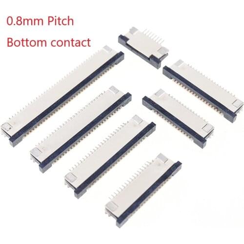 100pcs FFC FPC Connector 0.80 mm 5 6 8 9 10 12 14 15 16 18 20 22 24 26 28 30 36 Pin Bottom Contact SMT Right Angle