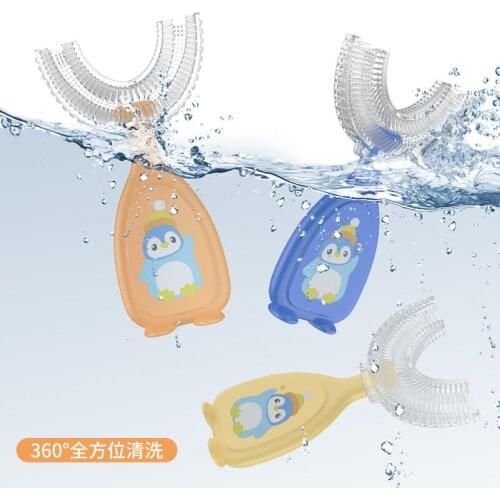 Manual Children Baby Toothbrush Silicone Toothbrush Mouth Contain U type manual Children Toothbrushes