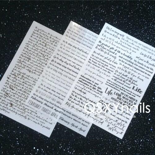 MG series 50pcs Super Thin Nail Art Adhesive Sticker Decal Life Letter Words Newspaper Design for Nail Art Decoration