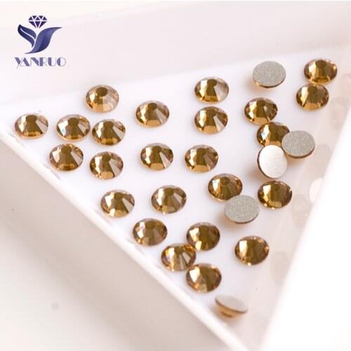 YANRUO 2028NoHF All Sizes Lt.Col.Topaz Flatback Crystal Stones Glitter Strass Loose Rhinestones Non Hotfix For Dress