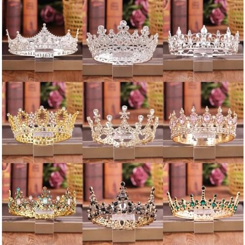 Crystal Rhinestone Round Crown Tiara Hair Jewelry Wedding Hair Accessories Bridal Hair Jewelry Queen Party Crown And Tiaras Gift