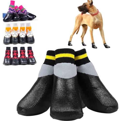 4pcs/set Outdoor Waterproof Nonslip Anti-stain Dog Cat Socks Booties Shoes Wth Rubber Sole Pet Paw Protector For Small Large Dog