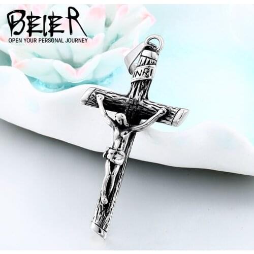 Vintage Classic Punk accessories Trendy Male Silver Gold Color Crucifix Cross Jesus Necklace&Pendant Men Jewelry WR-P037