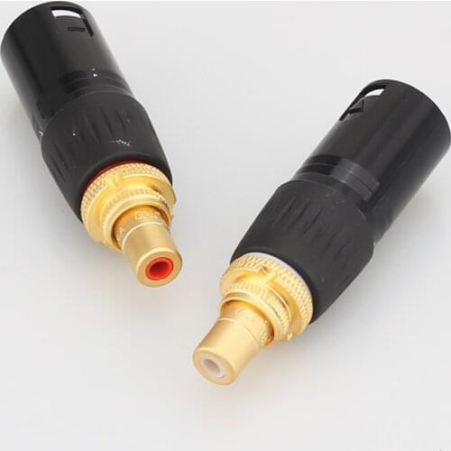 High Quality 2x XLR to RCA Female Socket Adapter Gold Balanced Cable Plug Male