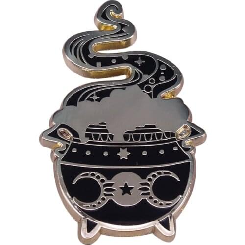 Magic potion cauldron lapel pin beautiful celestial witchcraft brooch wizard witch accessory