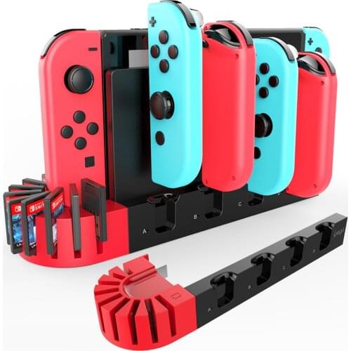 For Nintendo Switch Charger 4 Port Joycons Controller Gamepad Charging Dock Station Switch Console Holder Charger 9 Game Slots
