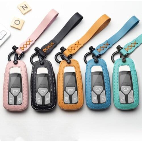 Genuine Leather Protection Key Case For Audi A6 RS4 S5 A3 Q3 Q5 S3 A4 Q7 A5 TT 2018 key bag cover