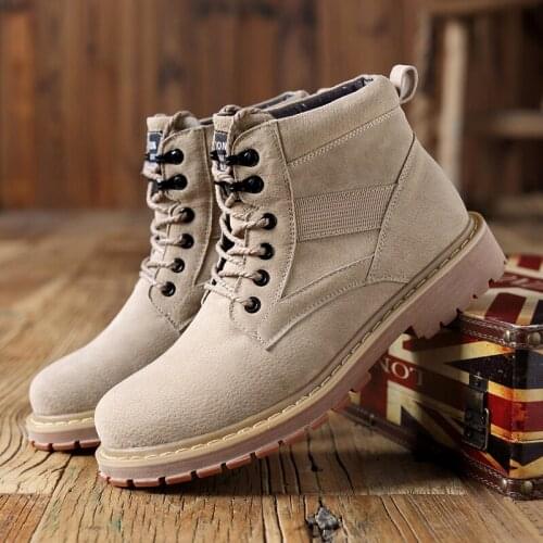 Winter high help tooling boots high quality Suede Leather Mens motorcycle boots outdoor mens ankle boots zapatillas hombre E44