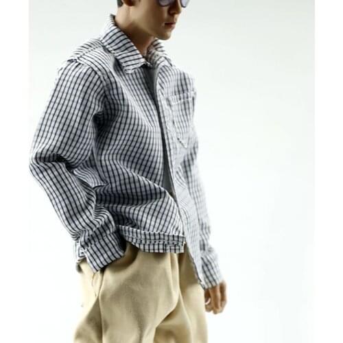 1/6 Scale Male Soldier Toy Model Fashion Casual Plaid Shirt Top Model Accessories Suitable for 12-inch Detachable Doll Body