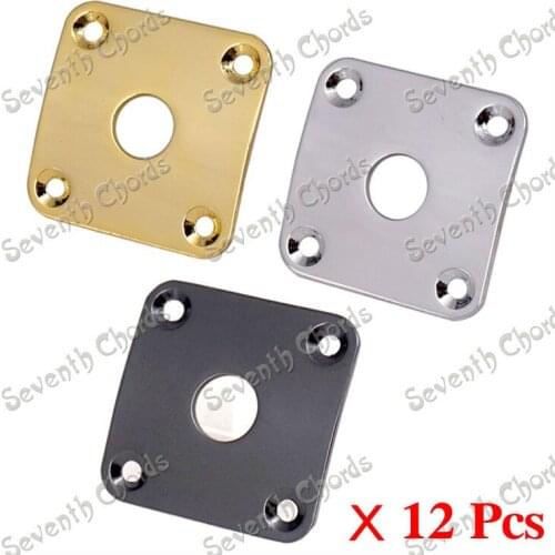12 Pcs Metal Square Guitar Jack Plates JackPlate Cover for LP Electric Guitar - 35MM*35MM - Chrome - Black - Gold for choose