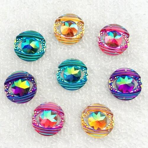 20Pcs 18mm AB Colorful flatback stones and crystals Resin Round Rhinestone trim DIY Wedding Dress craft -HB15