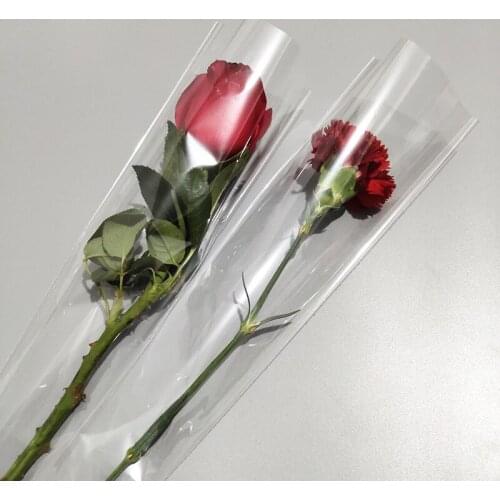 200pcs Wrapping Paper Bag For Bouquet Rose Flowers Transparent Poly Gifts Packaging Material For Wedding Party Florist Supplies