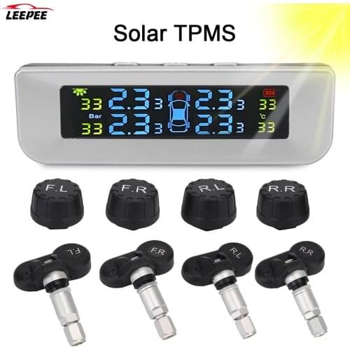 4pcs External/Interior Sensors Newest TPMS Tyre Pressure Monitoring System Solor USB Power Car Accessories Digital LCD Display