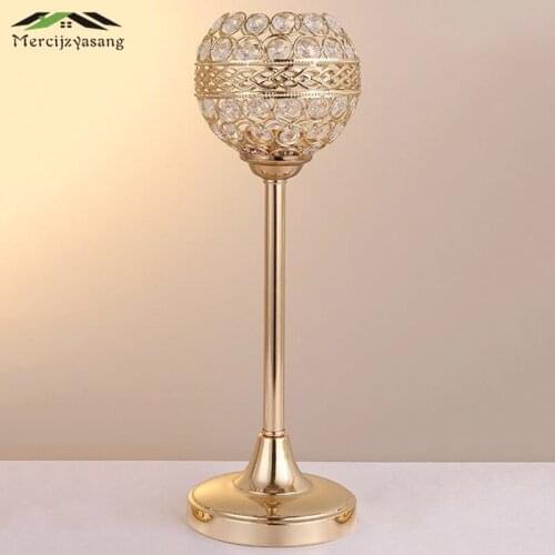 6Pcs/Lot Table Candle Holder Plating Crystal Candlestick Geometric Romantic Candle Holders for Wedding/Dinner Decoration GZT091