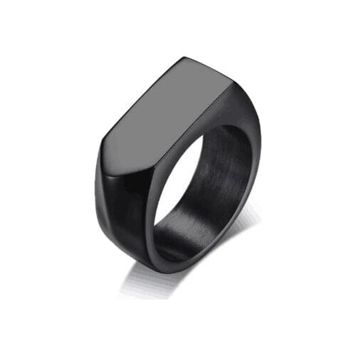 9mm Flat-top Personalized Ring for Men Stainless Steel Male Jewelry Gold Color