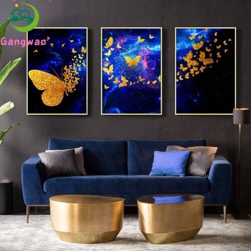 Dancing Butterfly Abstract painting with diamond full square round drill diamond mosaic cross stitch fantasy animals view decor