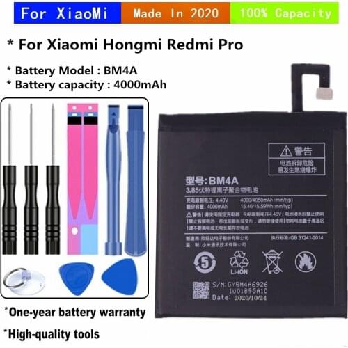 2020 years Replacement Batteries BM4A 4000mAh for Xiaomi Hongmi Redmi Pro mobile phone battery + tools