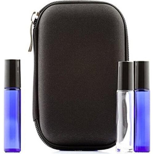 Essential Oils Bottle Bag 10 Slots Bottle Case Protects Rollers Travel Carrying Storage Organizer Purple/Black Holders