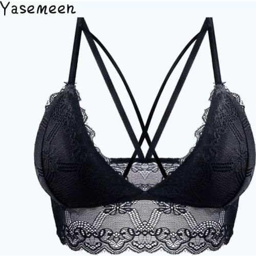 Yasemeen Sexy Lace Breathable Padded Push Up Brassiere Seamless Bra for Women A B Cup Casual Lace Bralette Padded Bras for Girl