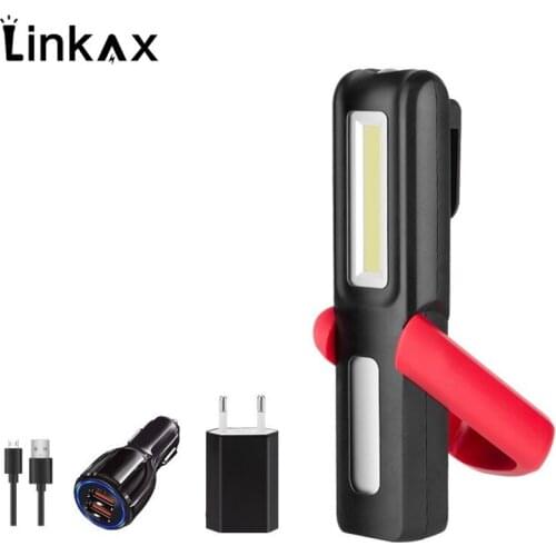 COB LED Work Light USB Rechargeable Flashlight Magnetic Hanging Hook Lamp Car Repair Inspection Lamp For Outdoor Camping