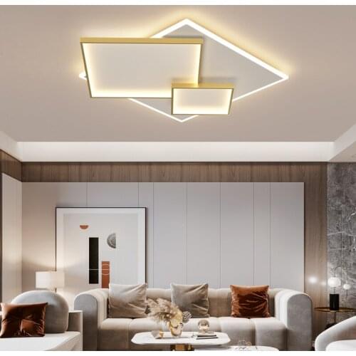 DIY 90-260V Modern led Ceiling Lights Lamp Lighting Fixture for living room bedroom study room Gold/Black With White Lamp
