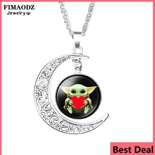 FIMAODZ Cute Baby Figure Necklace Moon Pendant Chain Necklaces for Women Men Movie Jewelry