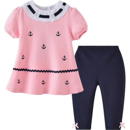 Auro Mesa Toddler Girl Clothing set Girls anchor T-shirt + Pants Summer girls outfits Child set for girls