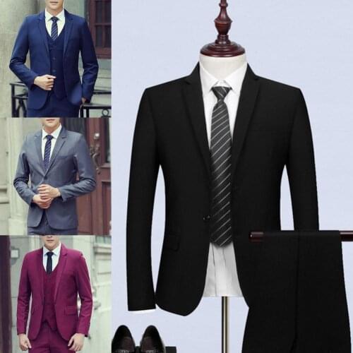 Oversized Men Suit Single Breasted Solid Color Slim Blazer Vest Pants Suit 3 Pieces Set Clothing costume homme костюм мужской