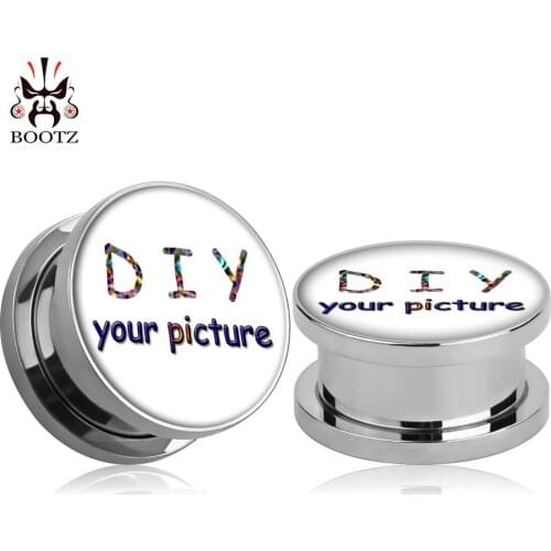 KUBOOZ Stainless Steel Custom Ear Gauges Plugs Piercing Tunnels Body Jewelry Sell By Pair 6mm to 25mm Free Shipping Fashion Gift